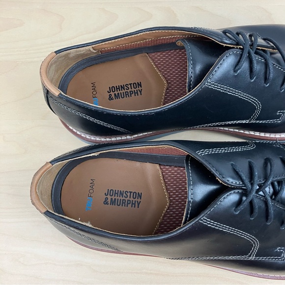 Johnston & Murphy Men's Size 13.0 W Upton Plain Toe Black Leather Oxford  Shoes